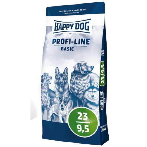 غذای خشك سگ هپی داگ بیسیک مخصوص سگ بالغ با انرژی نرمال/20 كيلويی/ Happy Dog 23-9,5 BASIC